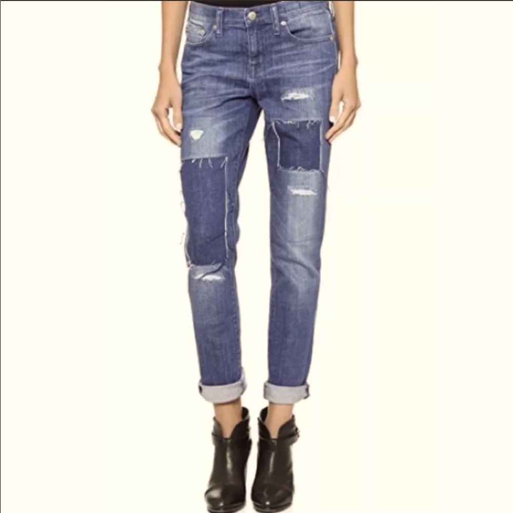 NWOT Madewell Hi Rise Patchwork BoyJeans 26